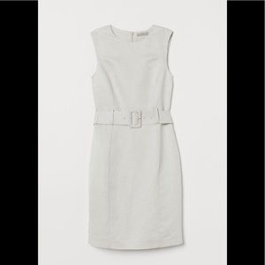NWT H & M Light Beige Belted Dress size Large